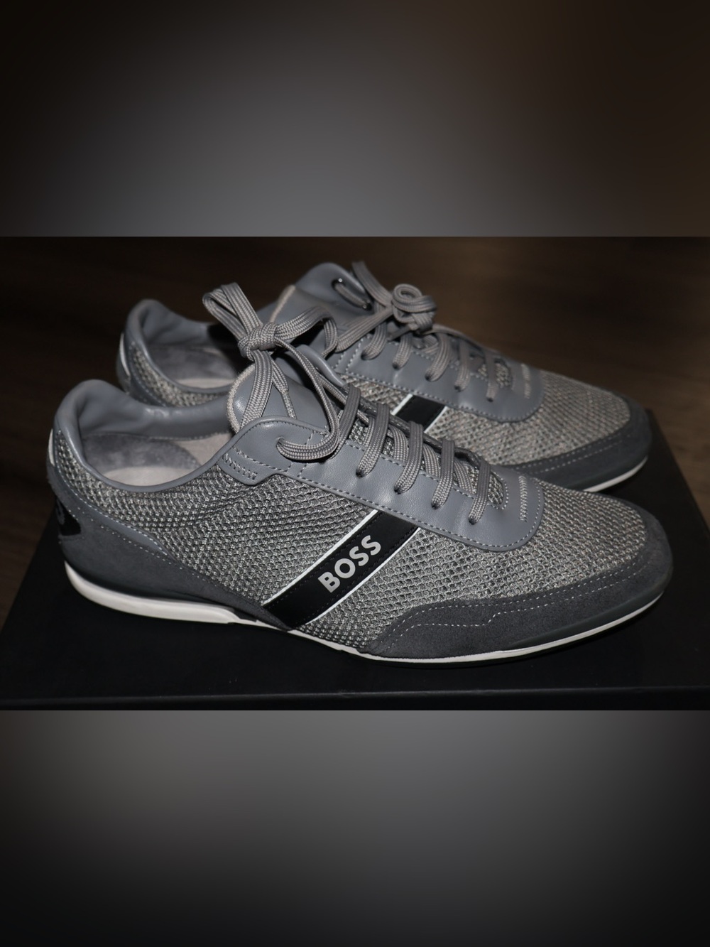 BOSS Men's Saturn Low Profile Suede Trimmed Sneakers